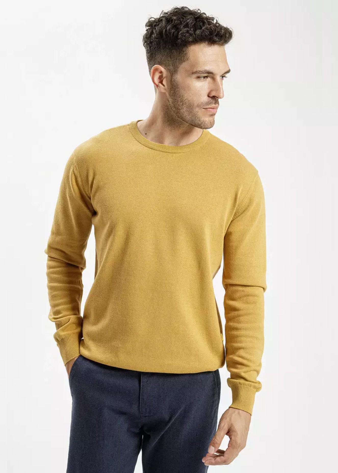 Meski Sweter Musztardowy Sweterek Cross Jeans - 34228-026