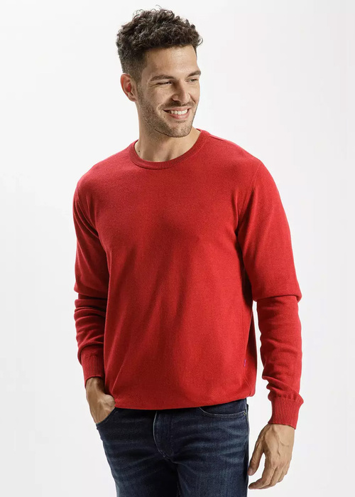 Czerwony sweter Cross Jeans Basic 34228-529 