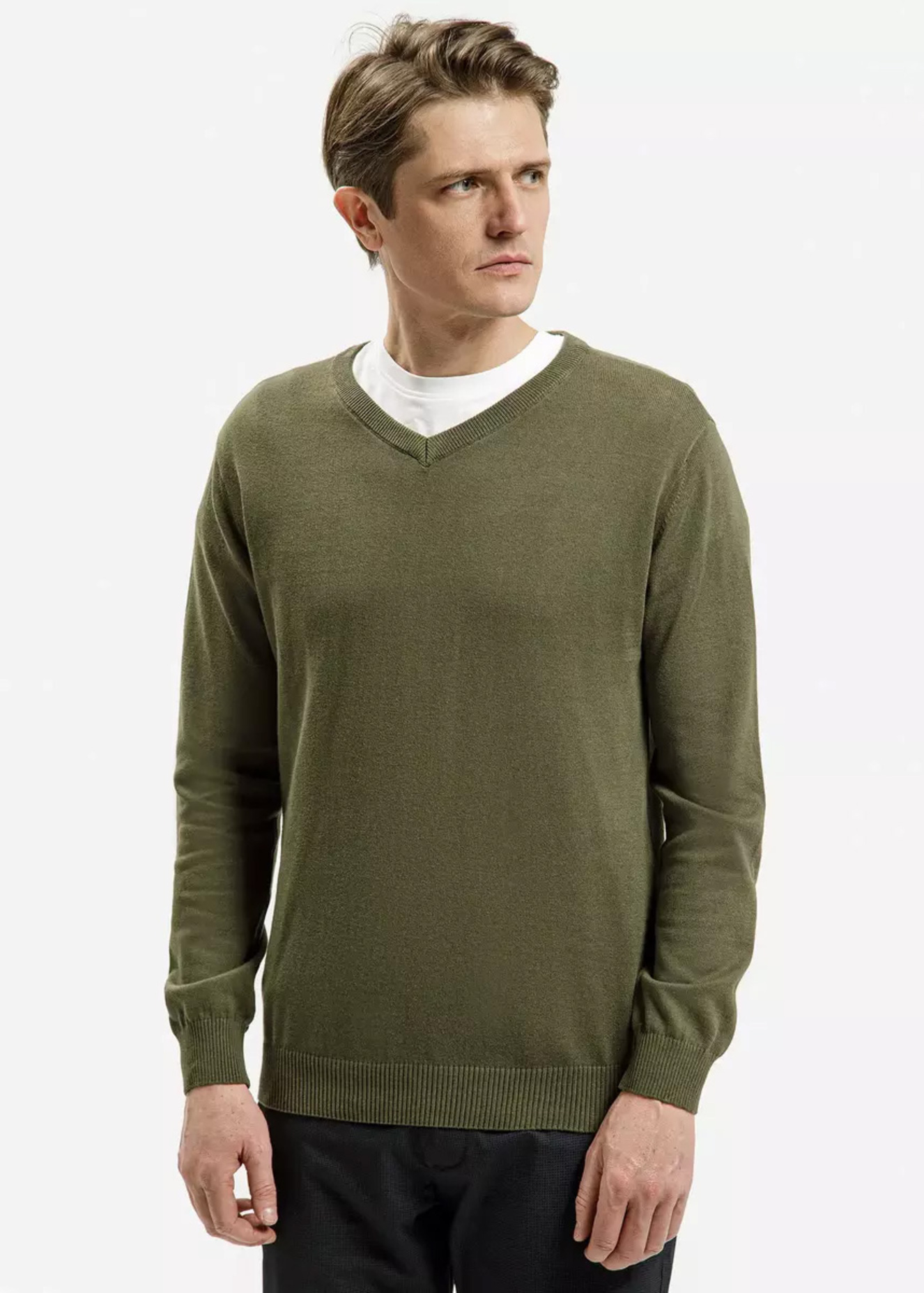 Meski Sweter Zielony Sweter Cross Jeans W Serek - 34229-002