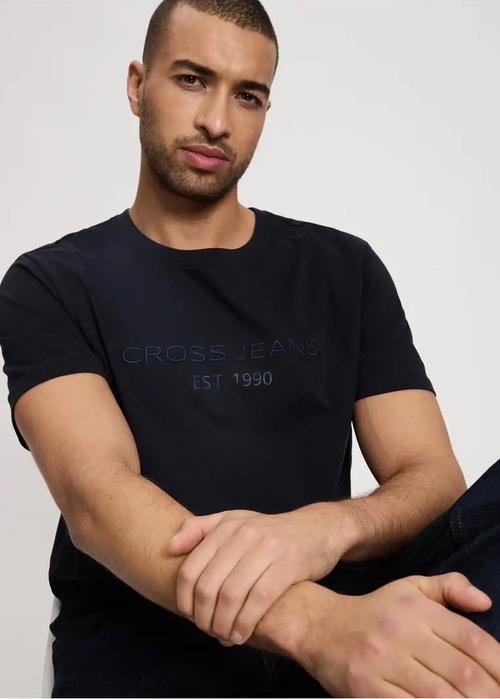 Meski T Shirt Granatowy Podkoszulek Cross Jeans - 16119-310