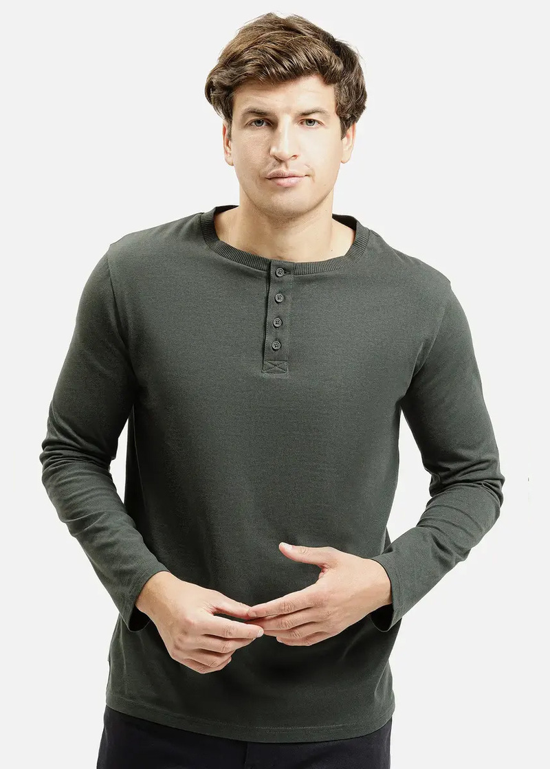 Meska Koszulka Z Dlugim Rekawem Cross Jeans Long Sleeve Tee Green 387 - 16137-387