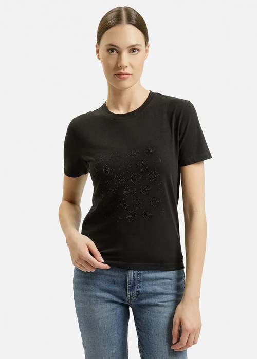Czarny, damski t-shirt Cross Jeans 56237-020