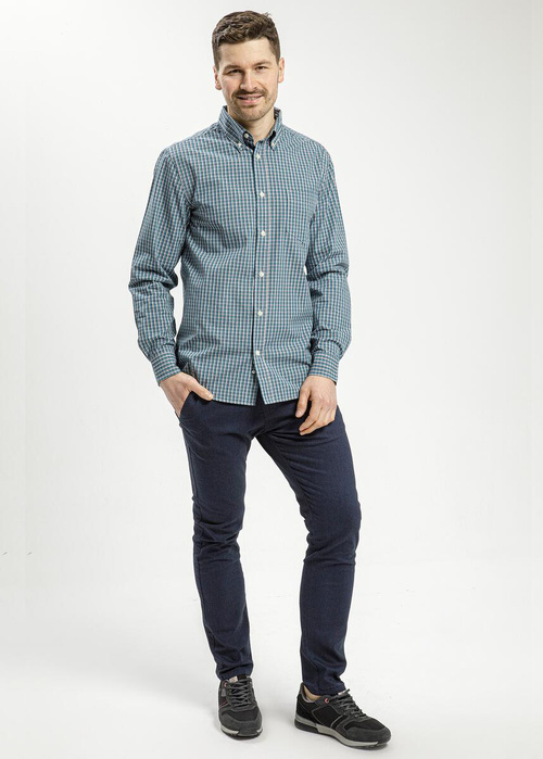 Meskie Spodnie Materialowe Granatowe Chinosy Cross Jeans - E-120-046