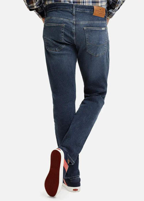 Meskie Spodnie Dzinsowe Cross Jeans Trammer Slim Fit Dark Blue 127 - E-169-127