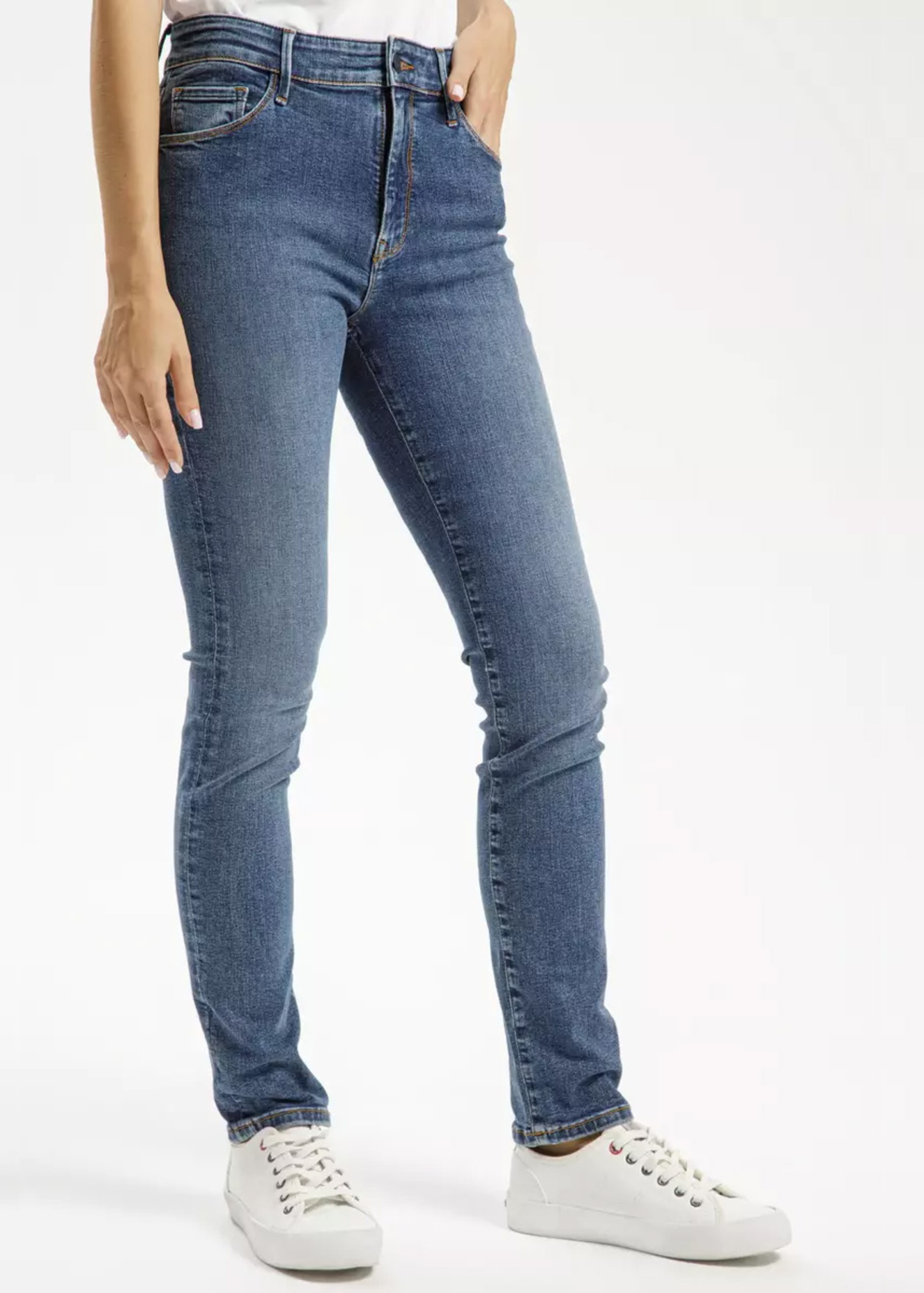Damskie Spodnie Dzinsowe Dopasowane Dinsy Cross Jeans Anya W Kolorze Mid Blue - P-532-006