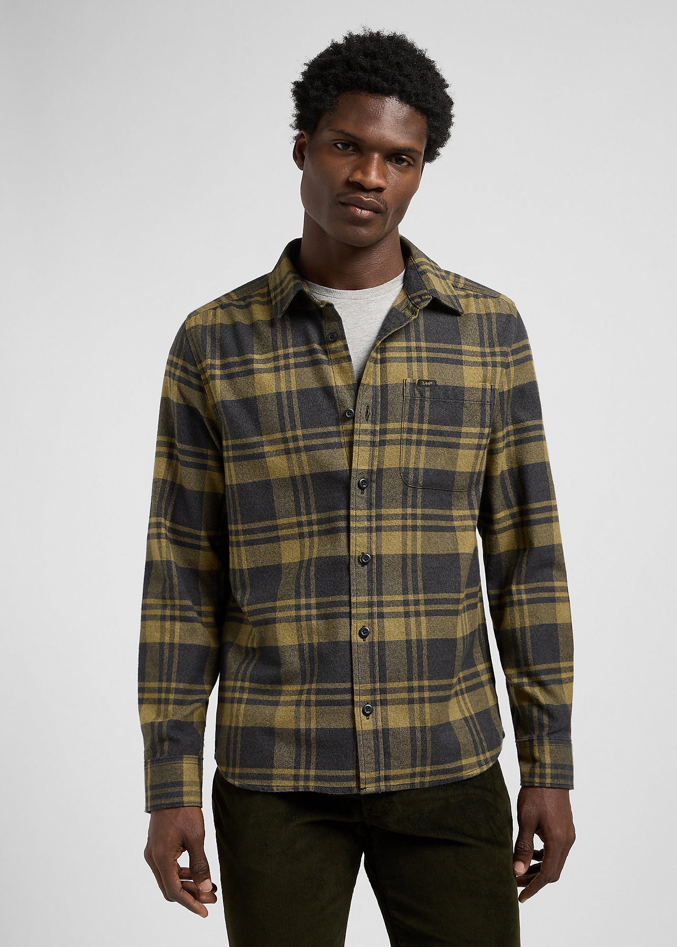 Meska Koszula Materialowe Lee Regular Leesure Shirt Moss Garden Jaspe Check - 112370559