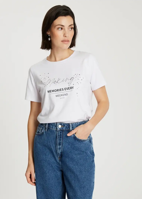 Biaa koszulka Cross Jeans z napisem 56236-008