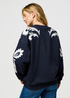 Bluza Damska Wrangler Loose Applique Swearshirt Dark Navy - 112370734