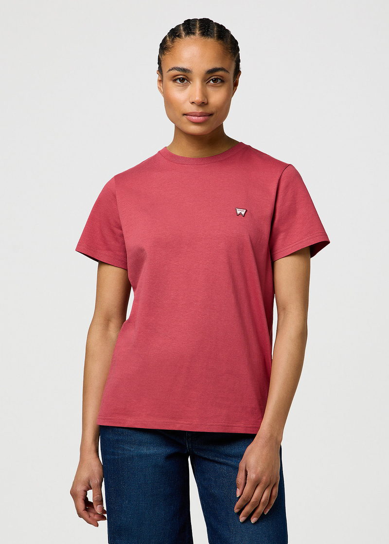 Damski T Shirt Wrangler Slim Sign Off Tee Earth Red - 112370739