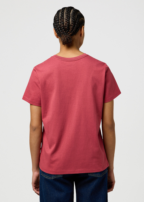Damski T Shirt Wrangler Slim Sign Off Tee Earth Red - 112370739