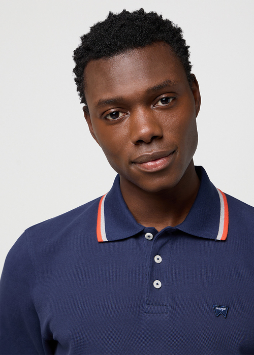 Meska Koszulka Polo Wrangler Long Sleeve Polo Shirt Navy - 112371506