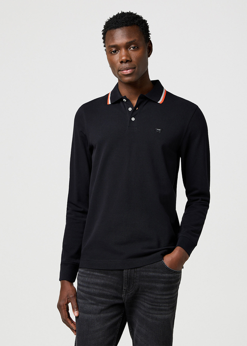 Wrangler Long Sleeve Polo Shirt - Black 112371505