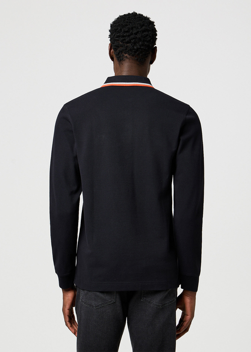 Mska Koszulka Polo Wrangler Long Sleeve Polo Shirt Black - 112371505