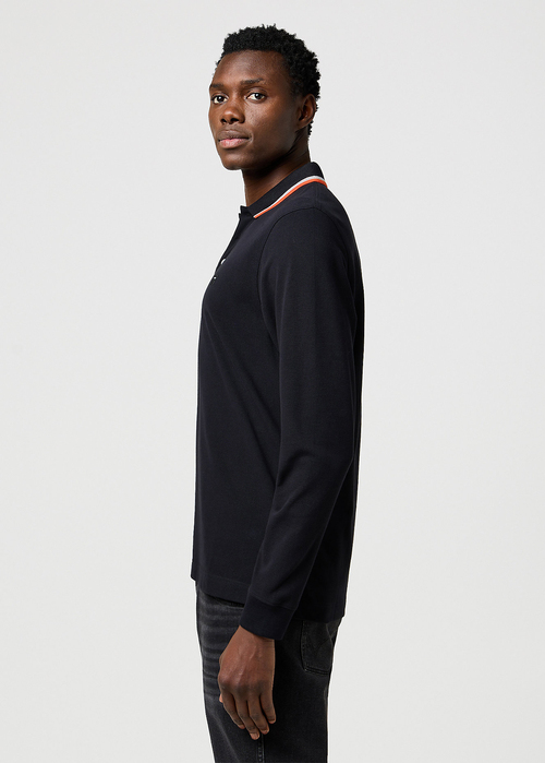 Mska Koszulka Polo Wrangler Long Sleeve Polo Shirt Black - 112371505