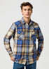 Meska Koszula Materialowe Wrangler Western Shirt Blue Brown Check - 112371431
