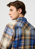 Meska Koszula Materialowe Wrangler Western Shirt Blue Brown Check - 112371431