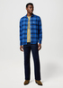 Meska Koszula Materialowe Wrangler Regular One Pocket Indigo Shirt Icy Indigo Check - 112371524