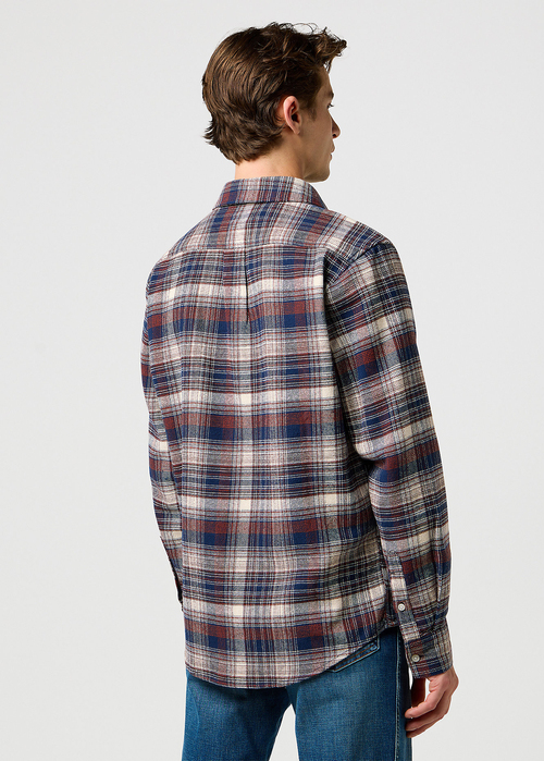 Meska Koszula Materialowe Wrangler Brushed One Pocket Shirt Navy Birch - 112371556