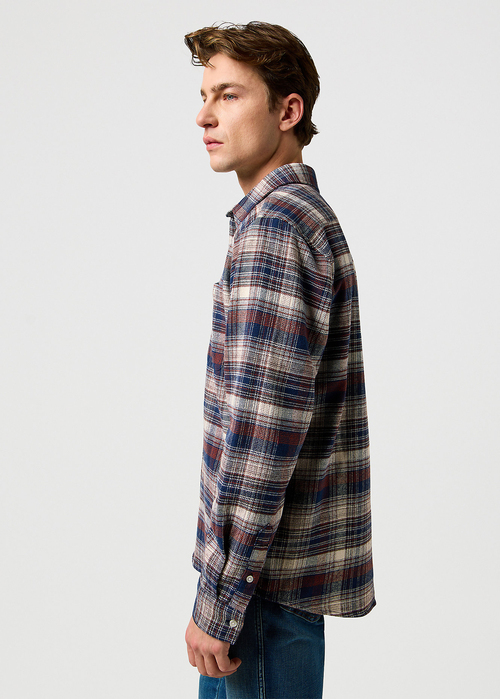 Meska Koszula Materialowe Wrangler Brushed One Pocket Shirt Navy Birch - 112371556