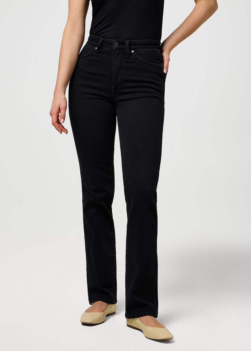 Damskie Spodnie Dzinsowe Wrangler Straight Nebula Black - 112371749