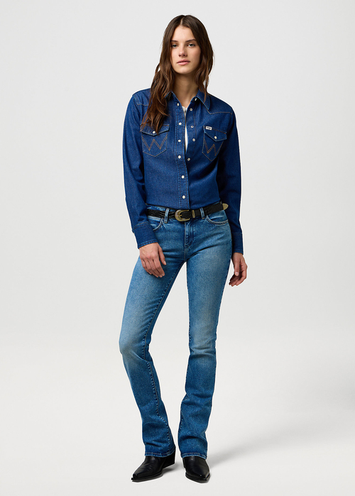 Damskie Spodnie Dzinsowe Wrangler Bootcut Rustler Wash - 112373180