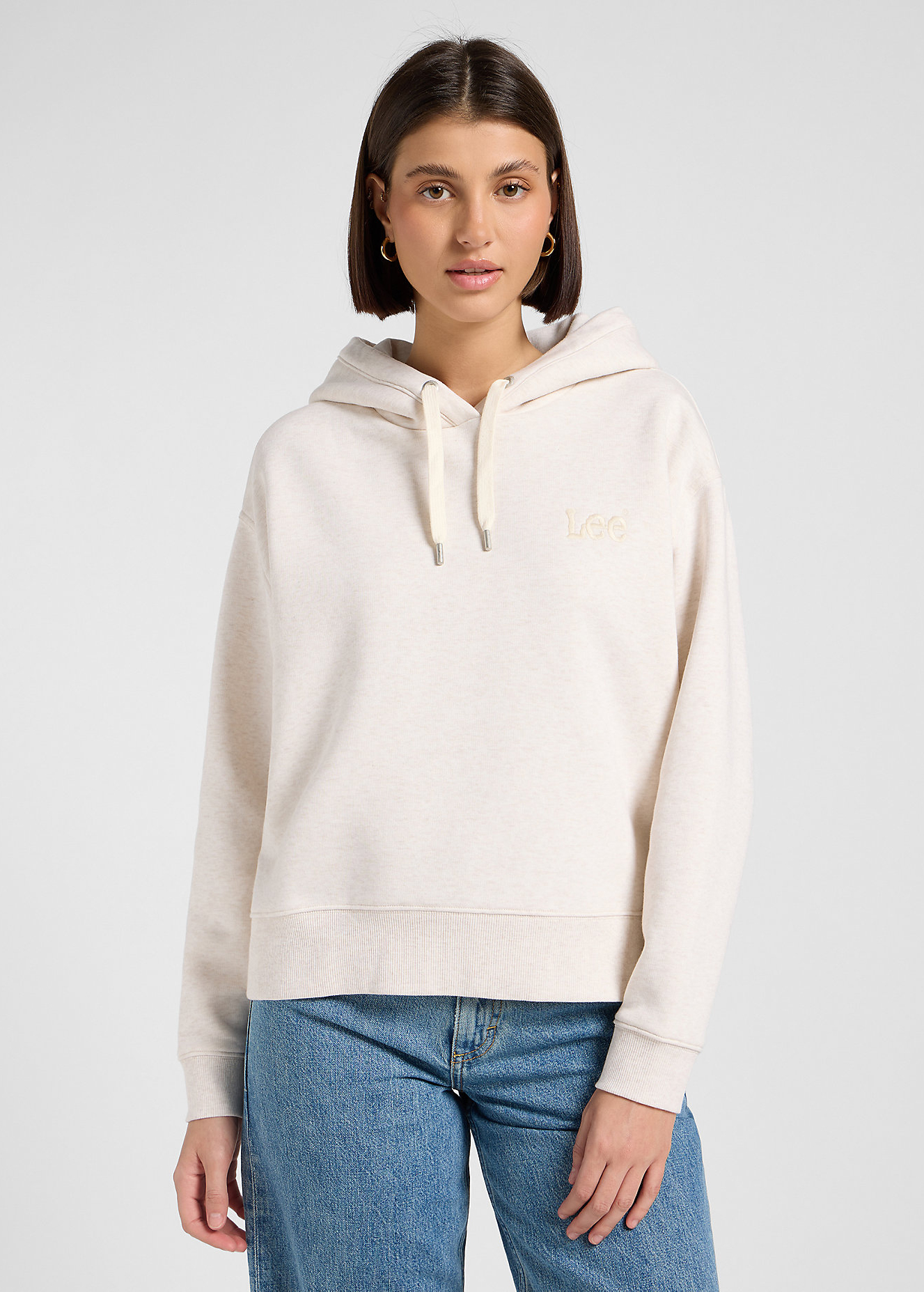 Bluza Damska Lee Relaxed Essemtiale Hoodie Ecru Heather - 112371337