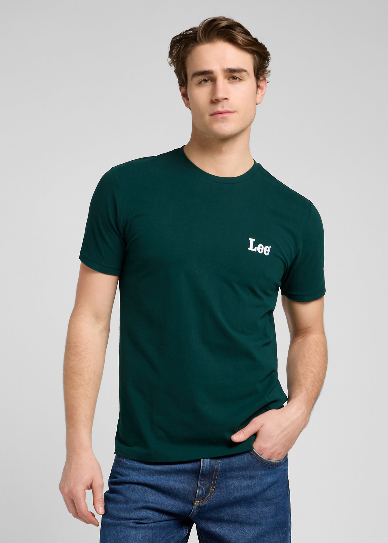 Meski T Shirt Lee Short Sleeve Tee Small Logo Tee Jade Forest - 112370501