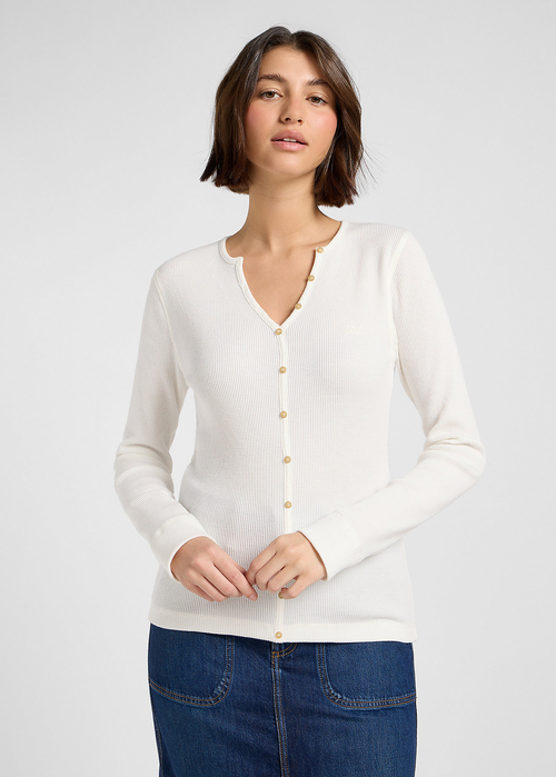 Lee Slim Washed Waffle Henley - Ecru 112371290