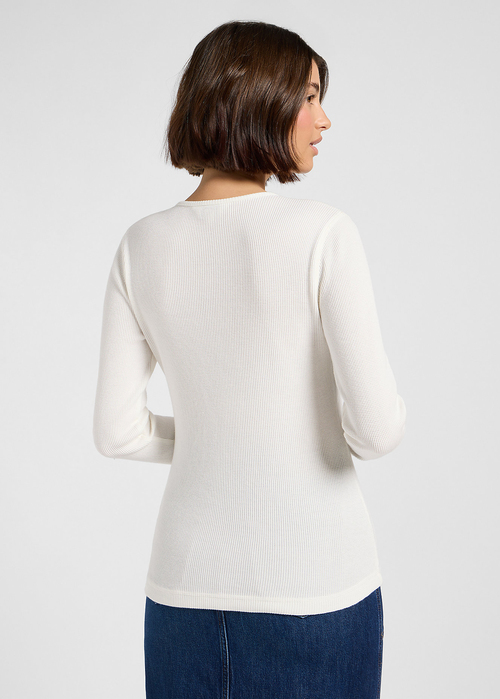 Koszulka Z Dlugim Rekawem Lee Slim Washed Waffle Henley Ecru - 112371290