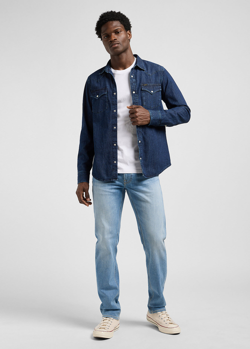 Meska Koszula Dzinsowe Lee Regular Western Shirt Rinse - 112370561