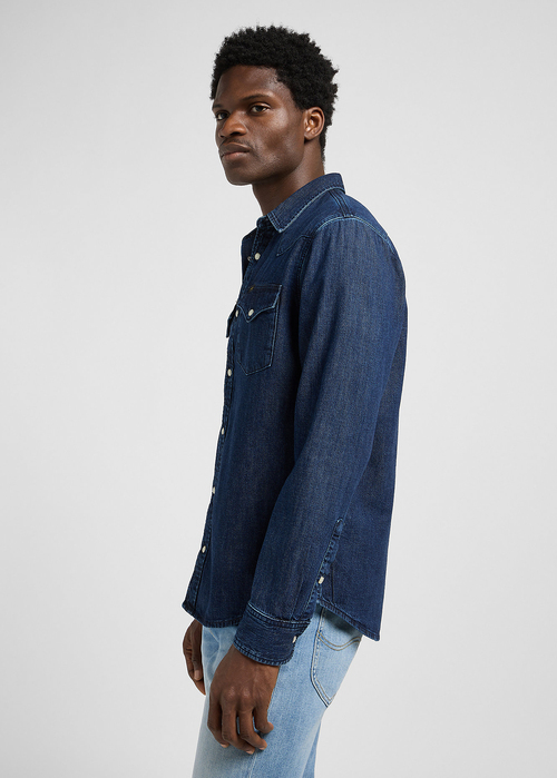 Meska Koszula Dzinsowe Lee Regular Western Shirt Rinse - 112370561