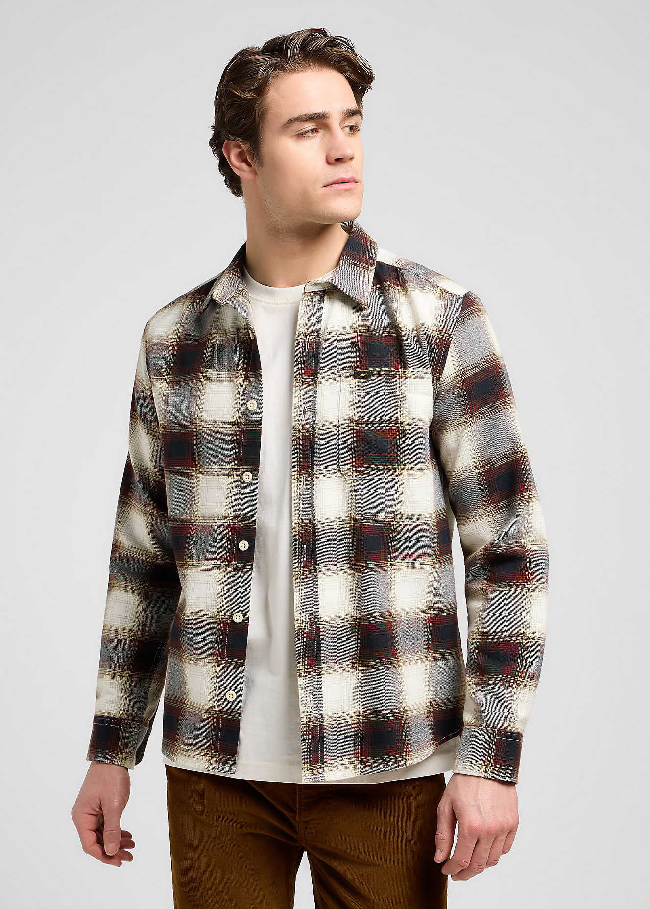 Meska Koszula Materialowe Lee Leesure Shirt Brentwood Plaid Check - 112370704