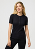Damski T Shirt Wrangler Femme Knit Henley Black - 112370744