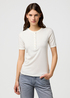 Damski T Shirt Wrangler Slim Femme Knit Henley Worn White - 112370743