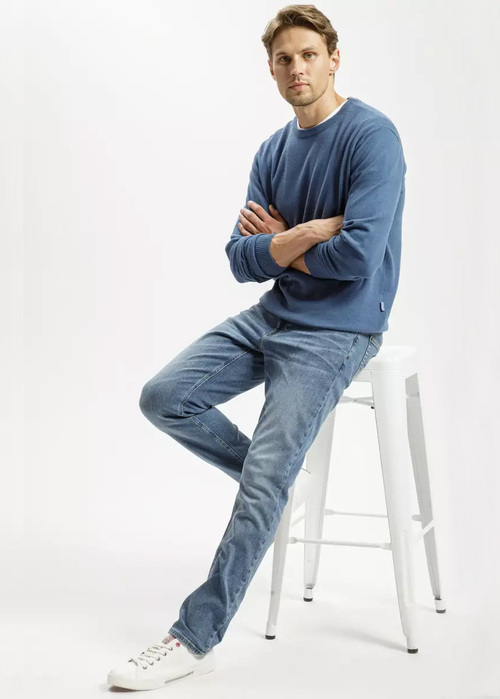 Mski Sweter Cross Jeans Knitwear C Neck Indigo 005 - 34228-005