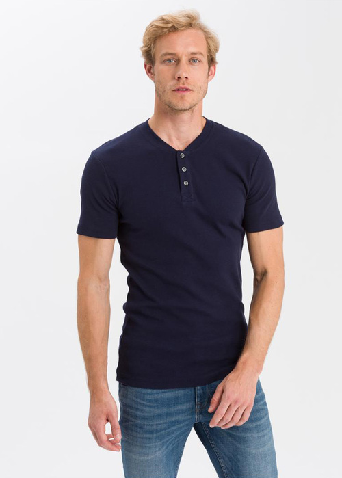 Cross Jeans T-shirt H-Neck - Navy (001) 15495-001