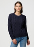 Damski Sweter Wrangler Cable Knit Sweater Dark Navy - 112370798