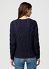 Damski Sweter Wrangler Cable Knit Sweater Dark Navy - 112370798