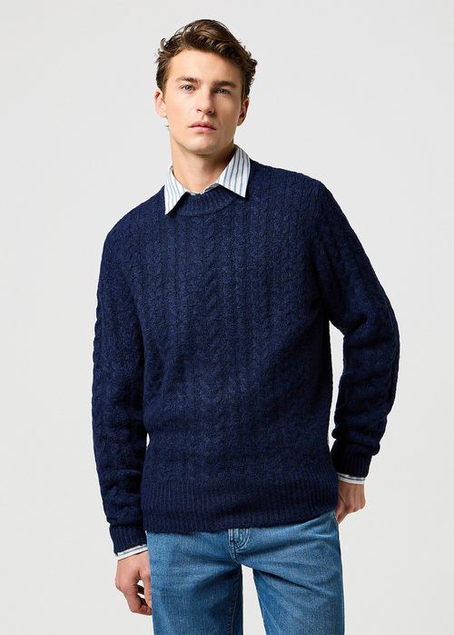 Wrangler Cable Knit Sweater - Denim Heather 112371654