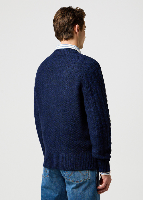 Meski Sweter Wrangler Cable Knit Sweater Denim Heather - 112371654