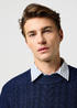 Meski Sweter Wrangler Cable Knit Sweater Denim Heather - 112371654