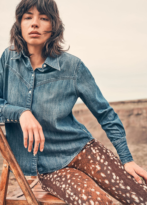 Damska Koszula Dzinsowa Wrangler Regular Yoke Shirt Sparkle Blue - 112370794