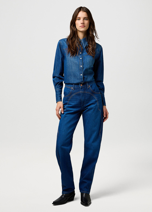 Damska Koszula Dzinsowa Wrangler Regular Yoke Shirt Sparkle Blue - 112370794
