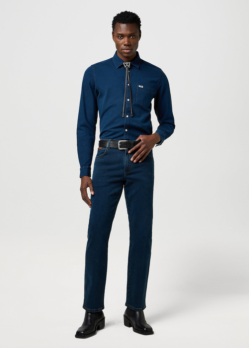 Meska Koszula Dzinsowe Wrangler One Pocket Shirt Blue Oxide - 112371548
