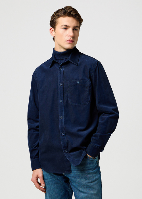 Wrangler 1 Pocket Courdoy Shirt - Navy 112371527