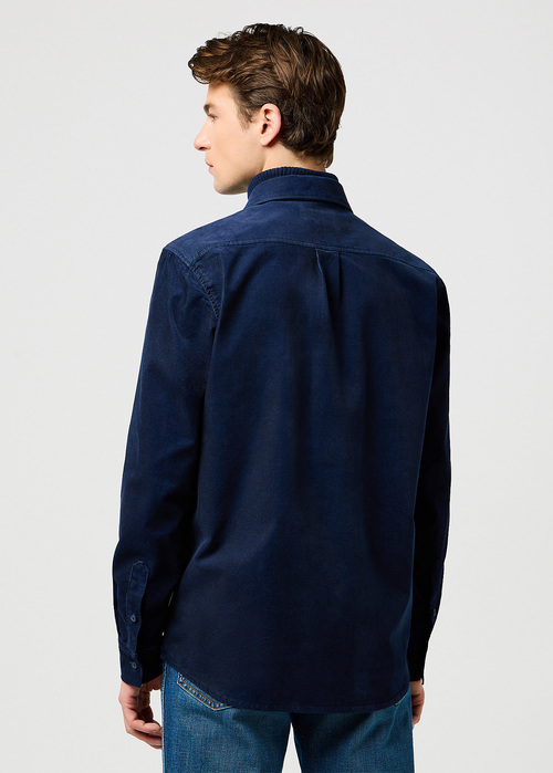 Meska Koszula Materialowe Wrangler 1 Pocket Courdoy Shirt Navy - 112371527