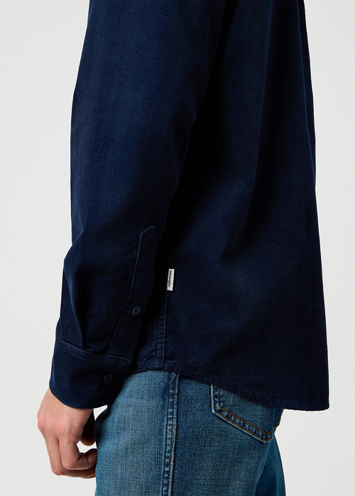 Meska Koszula Materialowe Wrangler 1 Pocket Courdoy Shirt Navy - 112371527