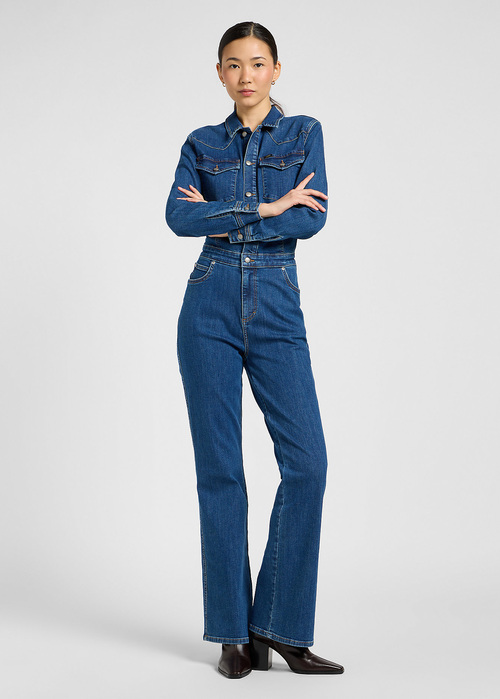 Damskie Spodnie Dzinsowe Lee Slim Western Jumpsuit Upstream - 112371069