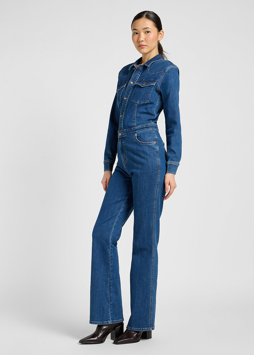 Damskie Spodnie Dzinsowe Lee Slim Western Jumpsuit Upstream - 112371069