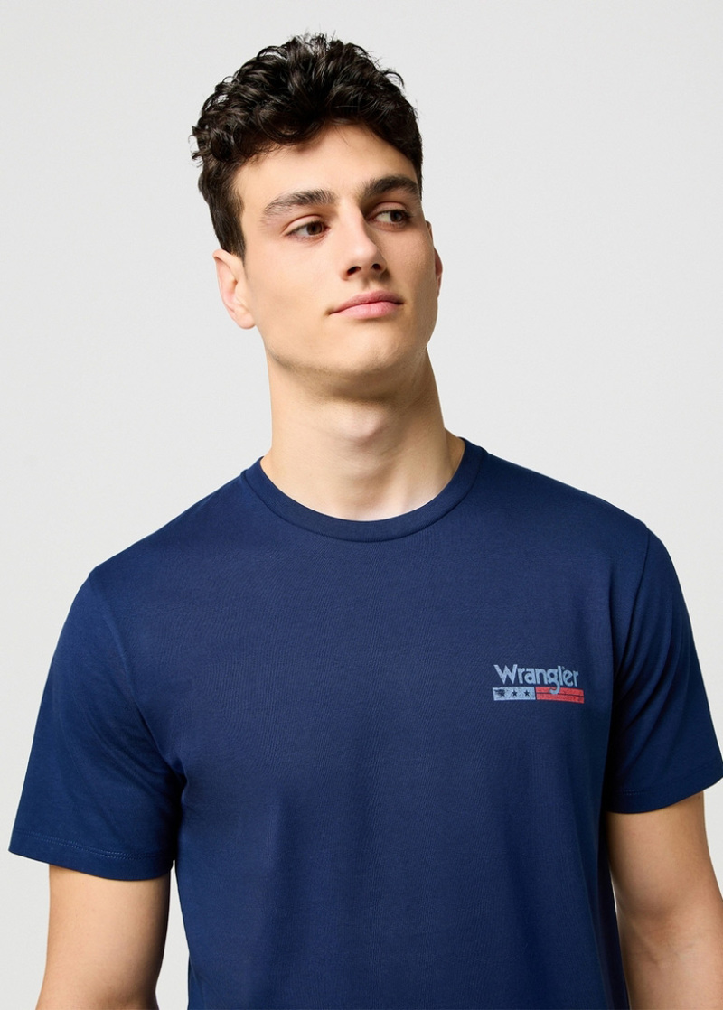 Meski T Shirt Wrangler Small Americana Tee Navy - 112371410